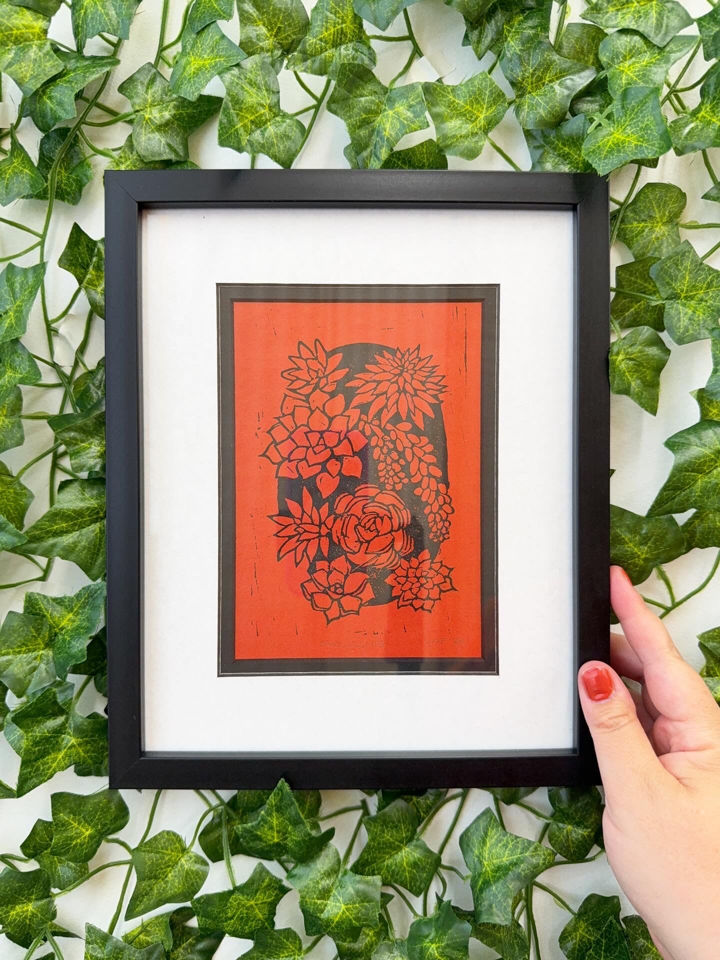 Succulents Linocut Print