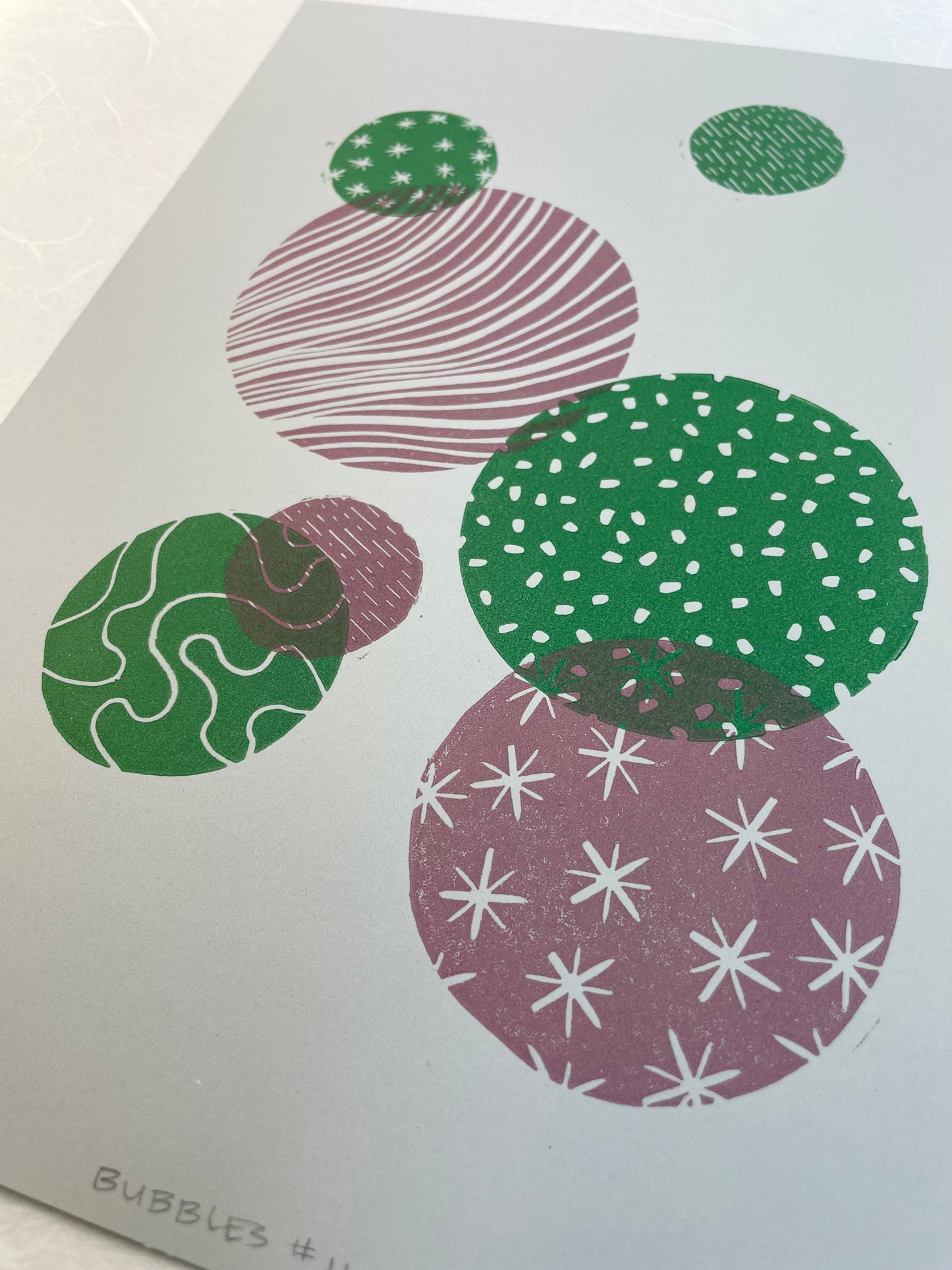Bubbles #11 - Linocut Print