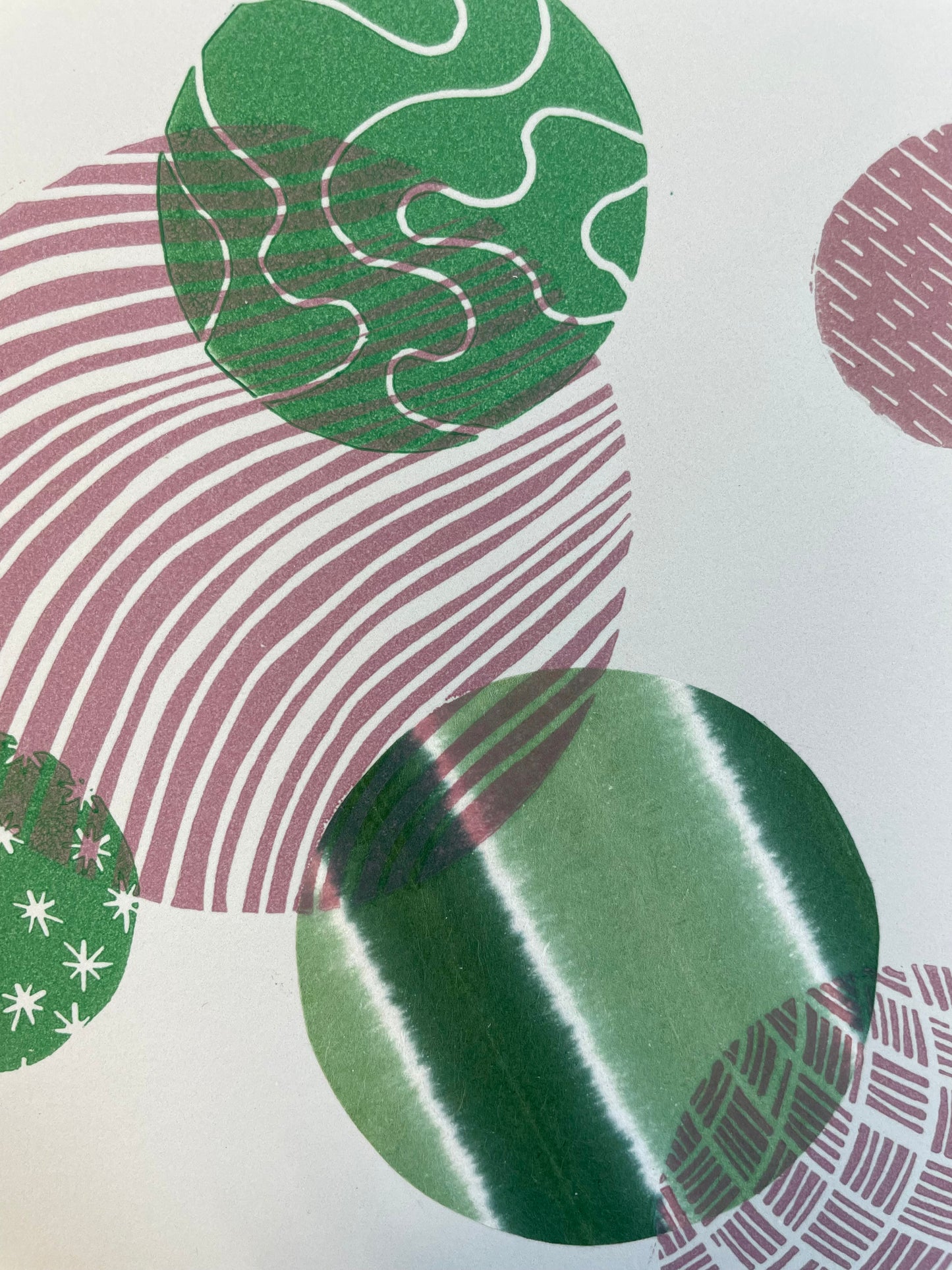 Bubbles #1 - Linocut and Chine-Collé Print