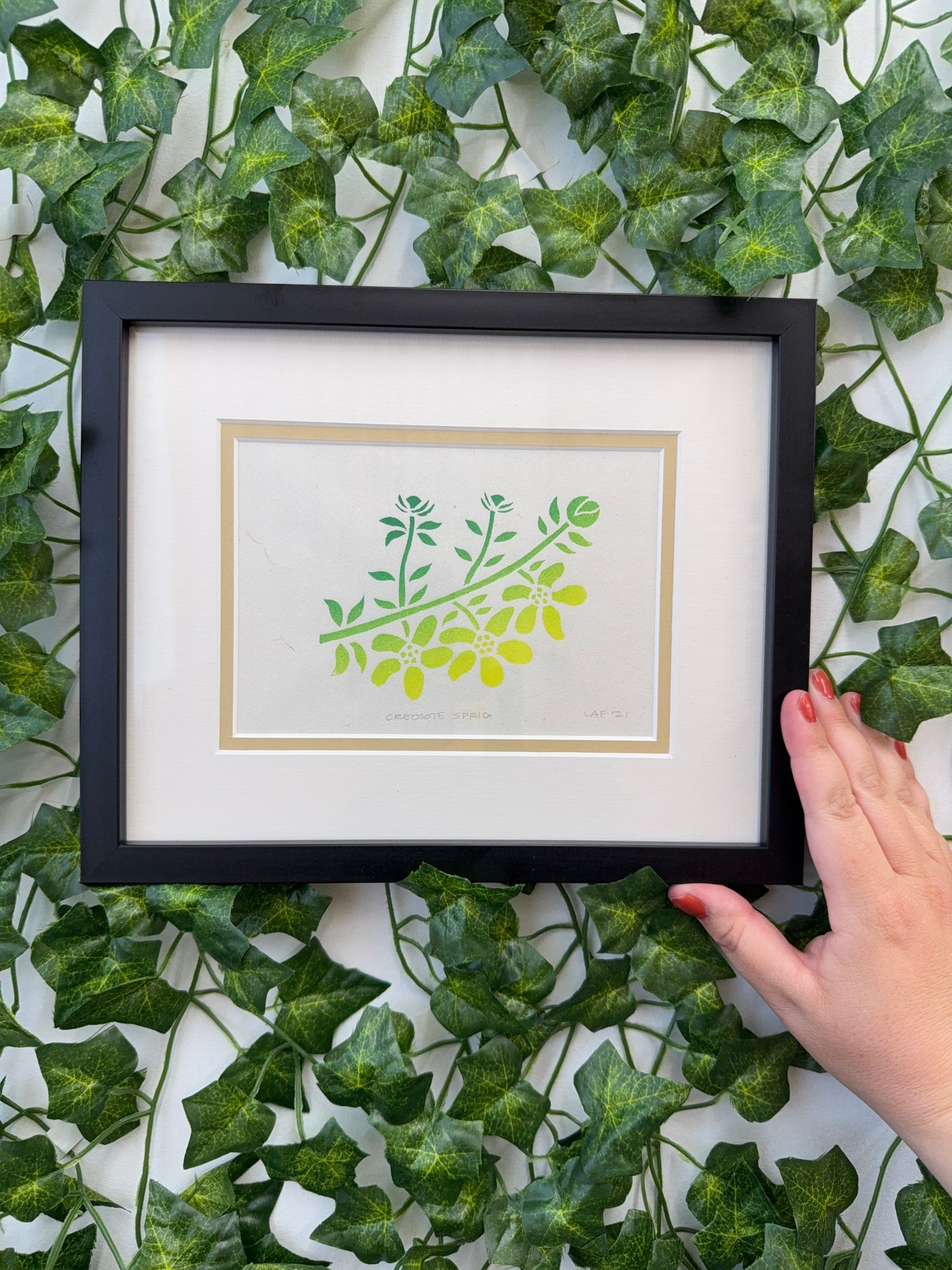 Creosote Sprig Linocut Print