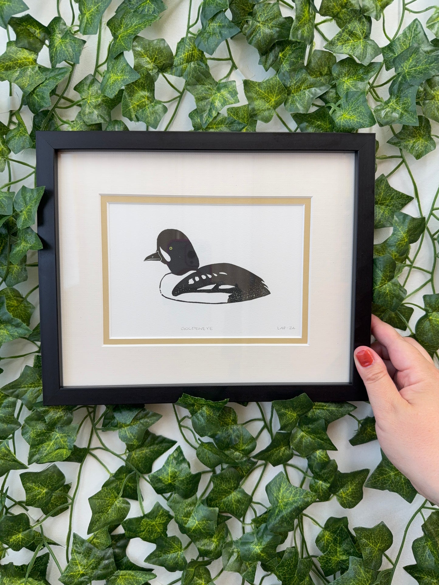Goldeneye Linocut Print
