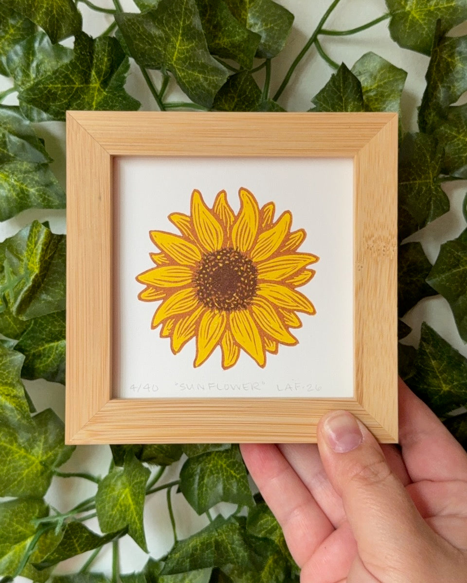 Sunflower Linocut Print