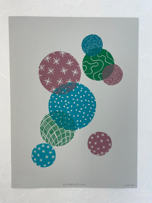 Bubbles #10 - Linocut Print