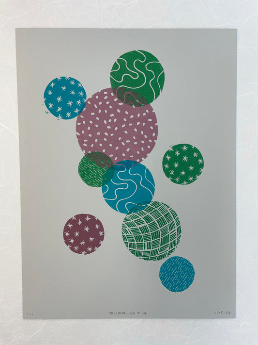 Bubbles #14 - Linocut Print