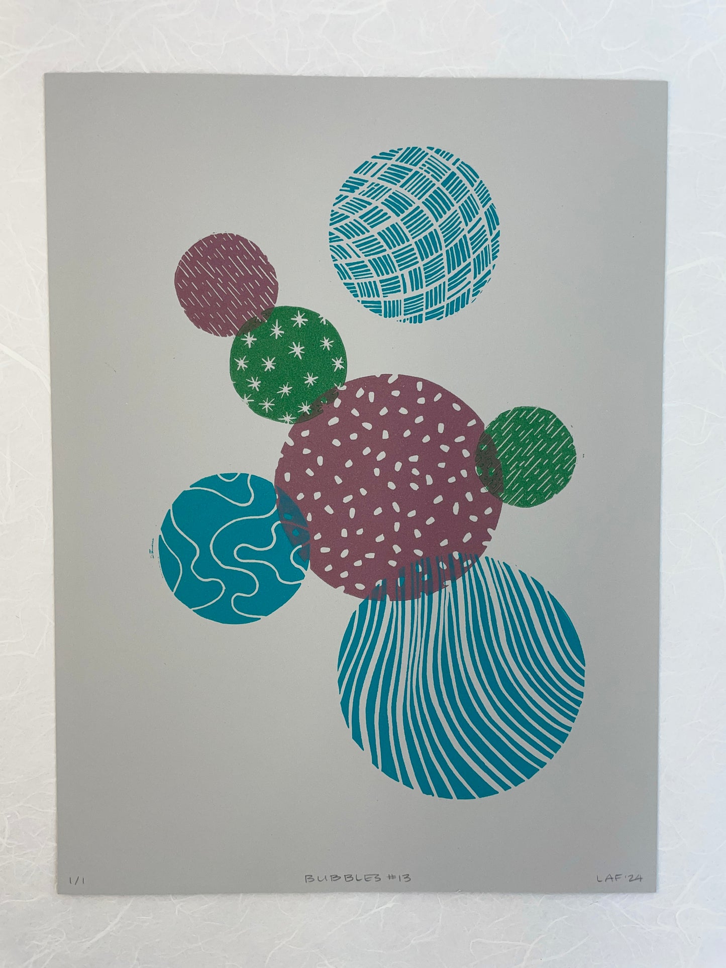 Bubbles #13 - Linocut Print