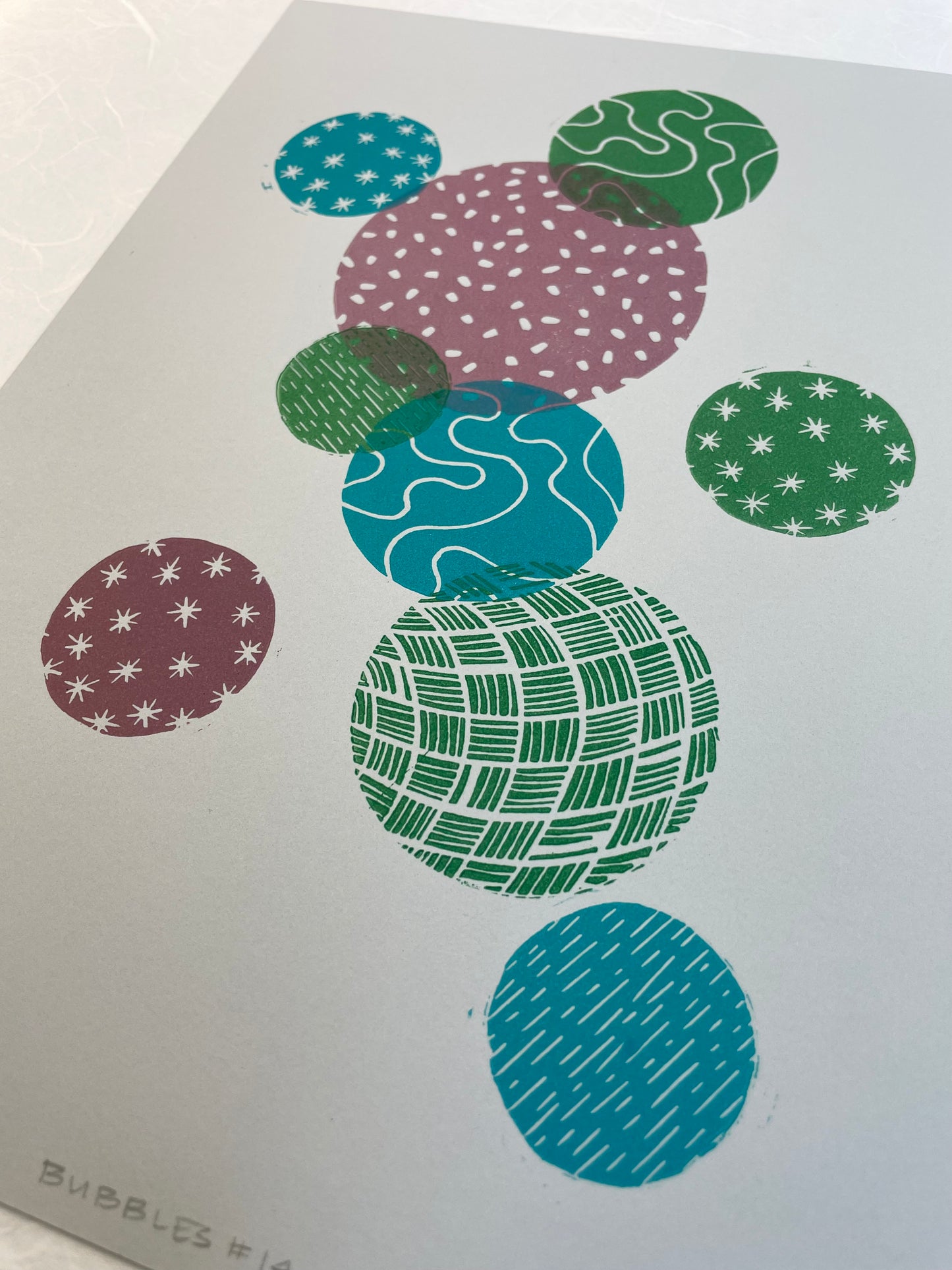 Bubbles #14 - Linocut Print