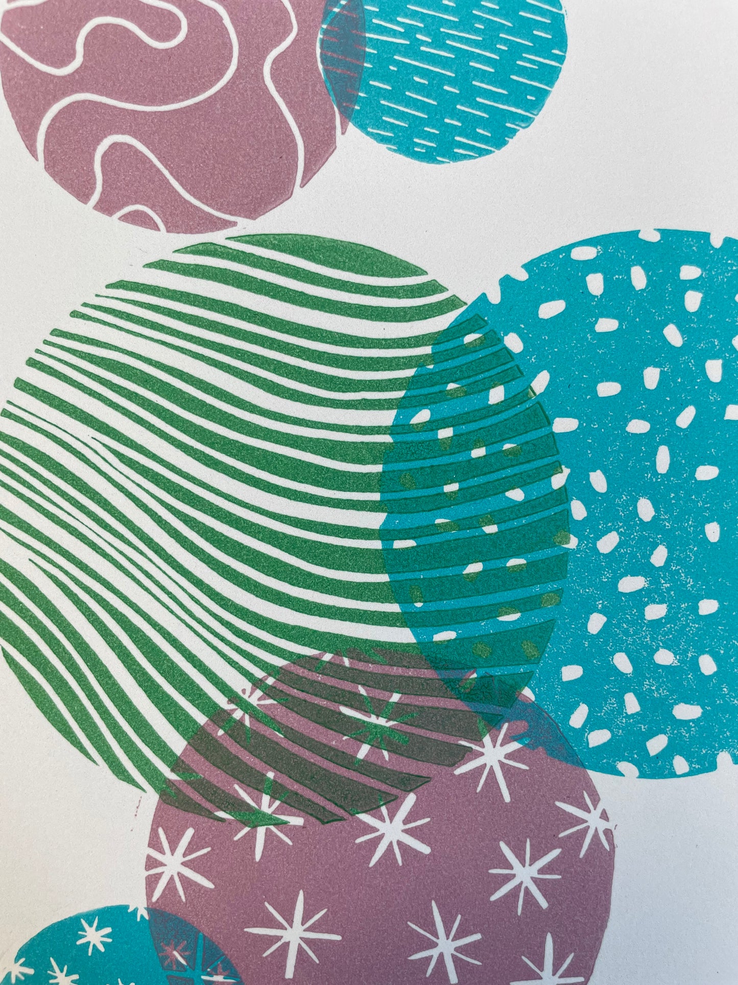 Bubbles #7 - Linocut Print