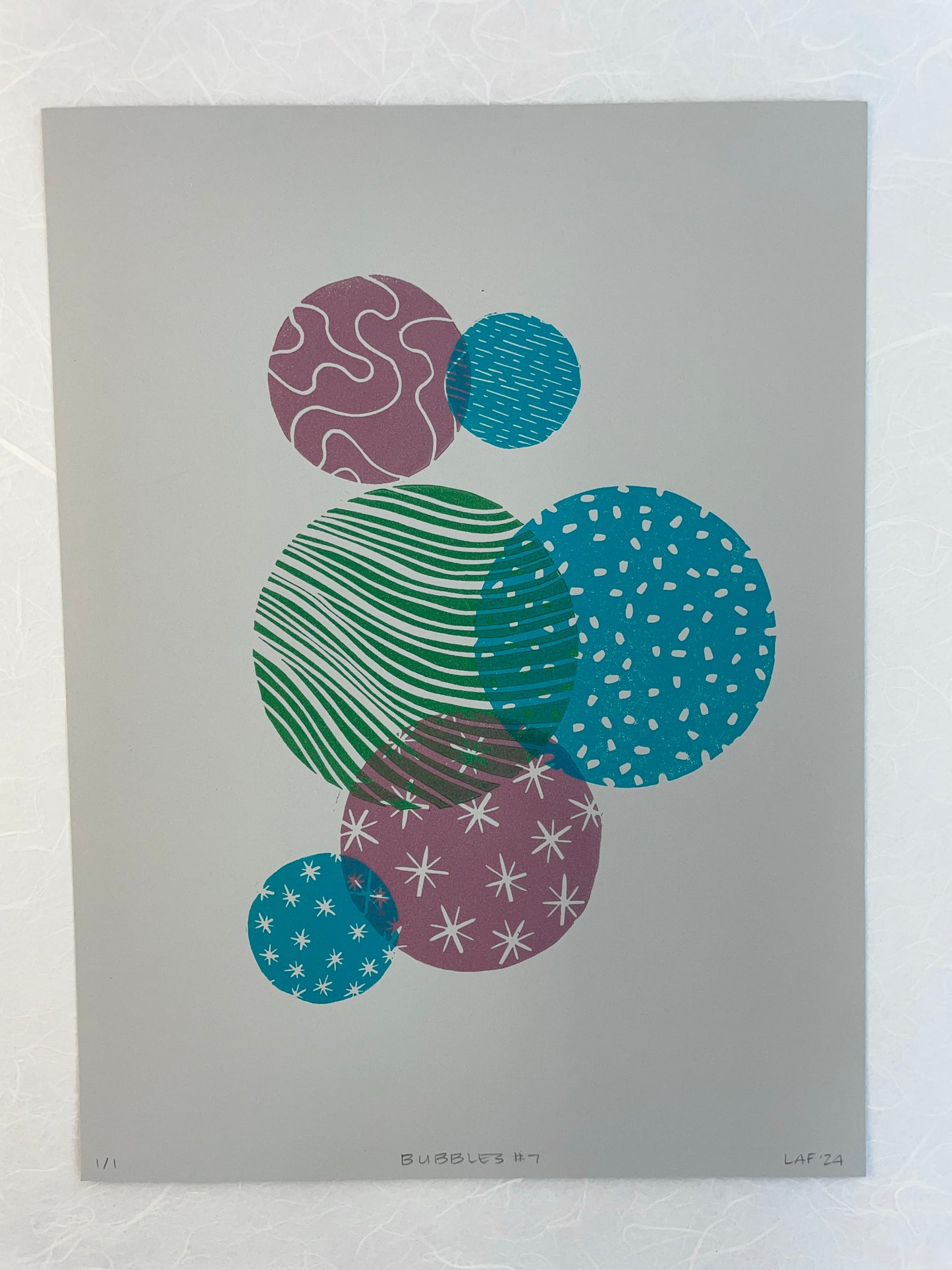 Bubbles #7 - Linocut Print