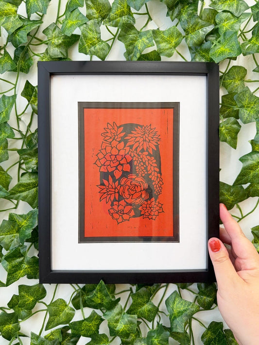 Succulents Linocut Print
