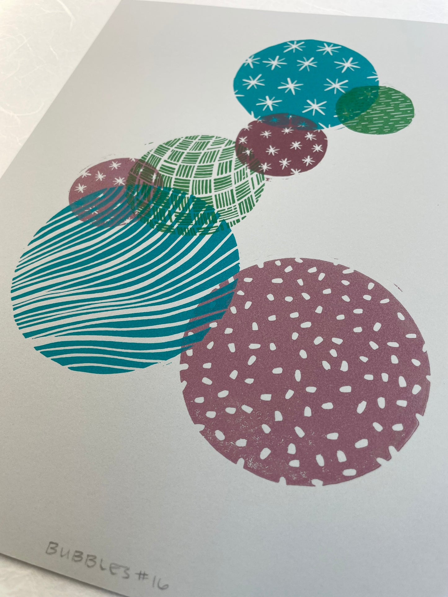 Bubbles #16 - Linocut Print