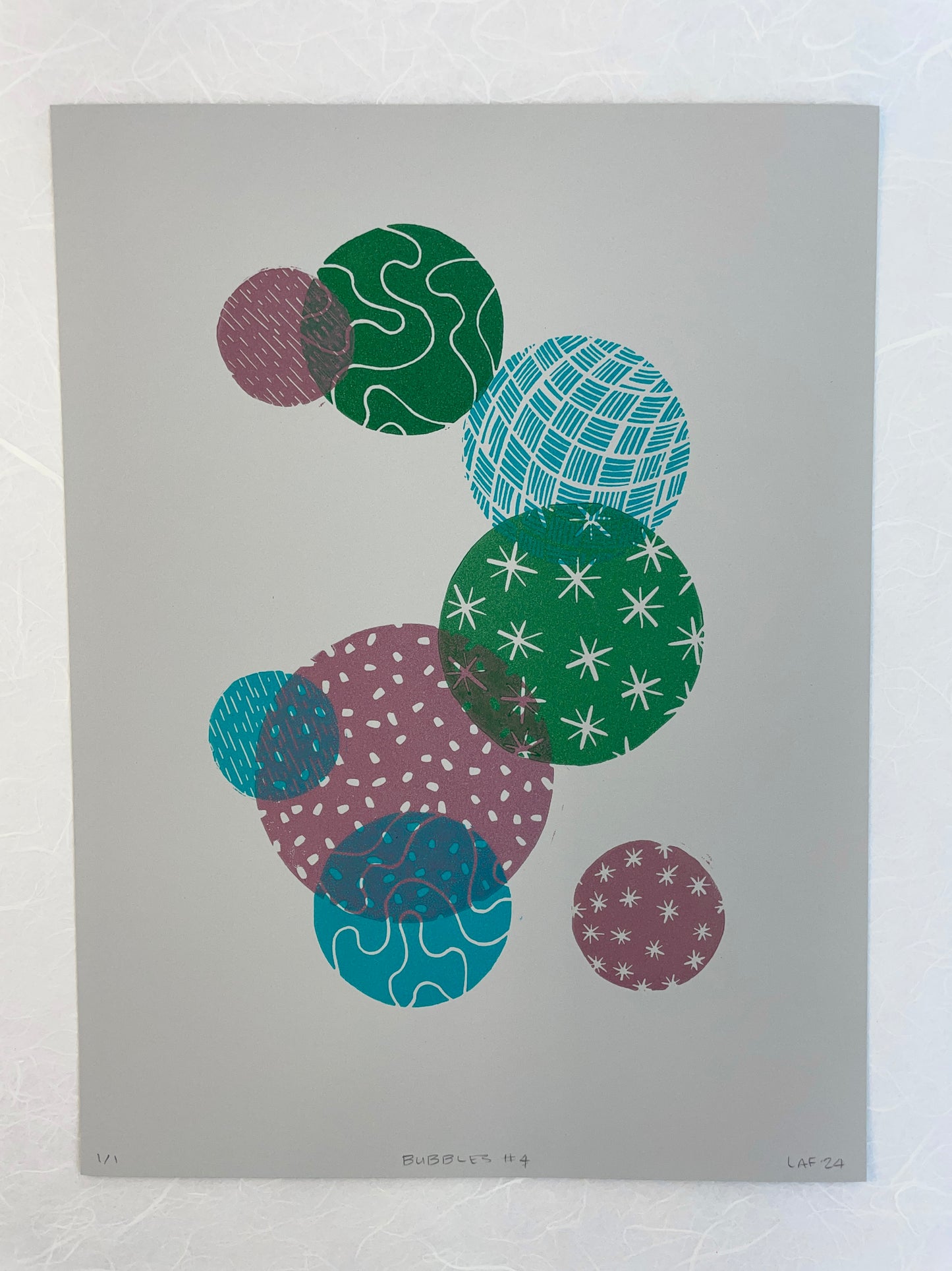 Bubbles #4 - Linocut Print