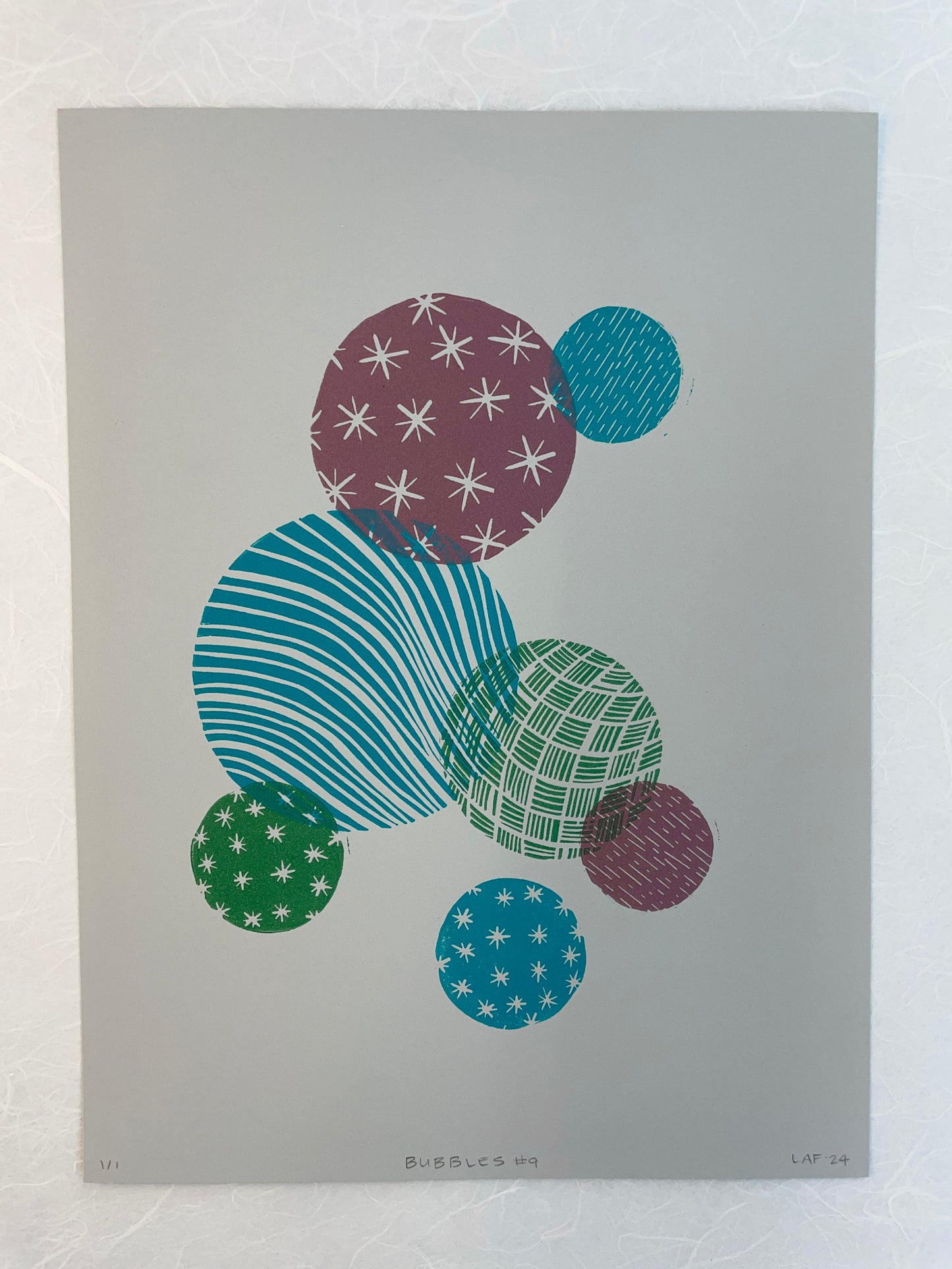 Bubbles #9 - Linocut Print