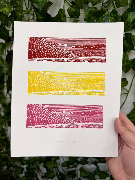 3 Rosarios Linocut Print