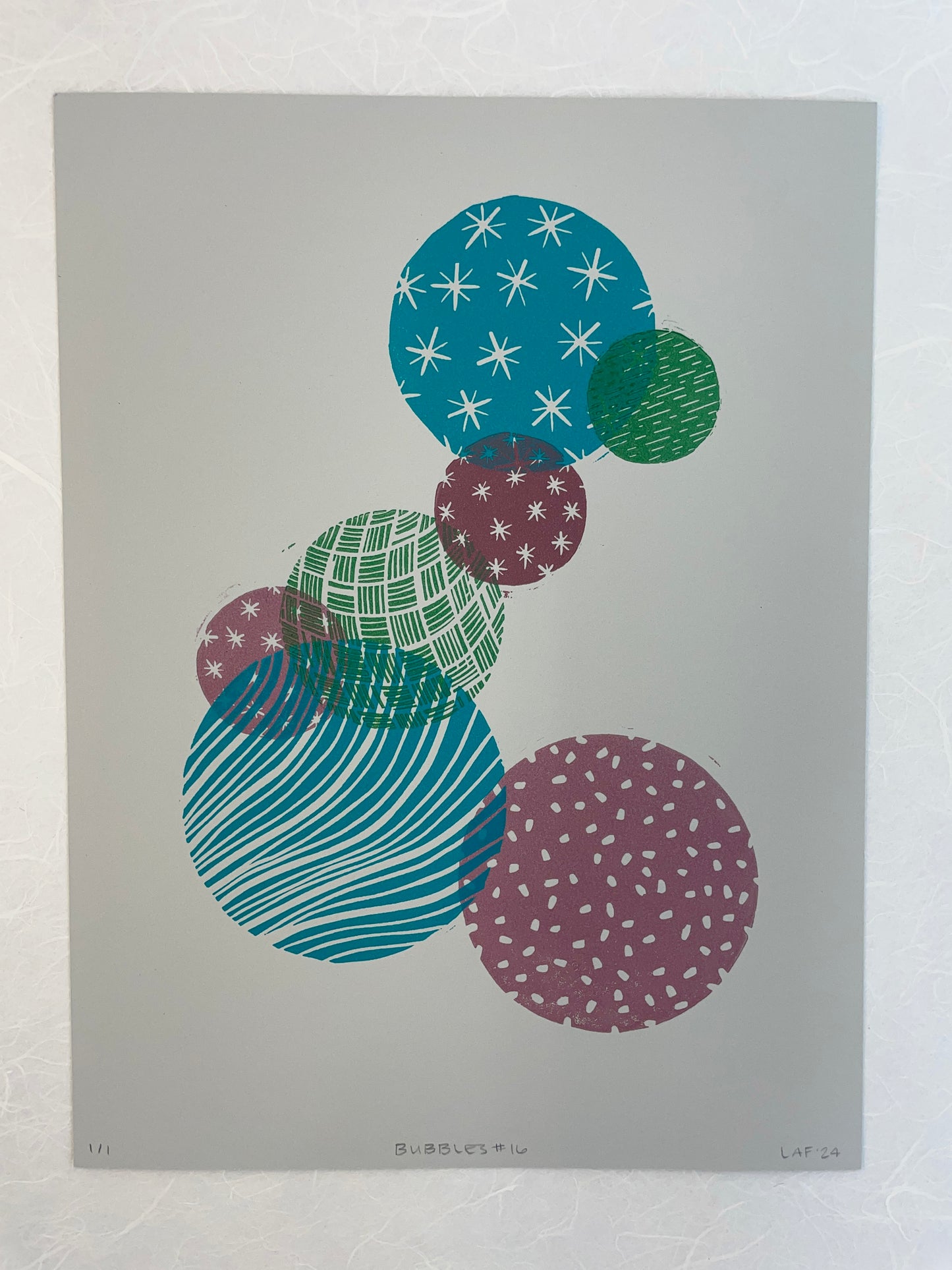 Bubbles #16 - Linocut Print