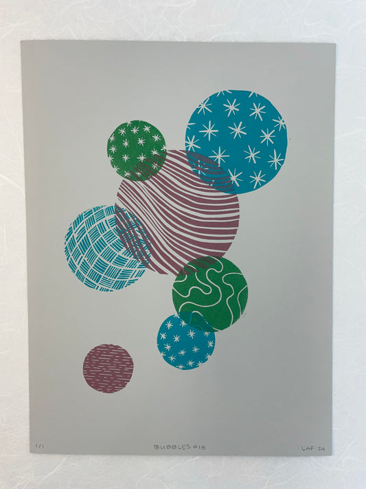 Bubbles #18 - Linocut Print