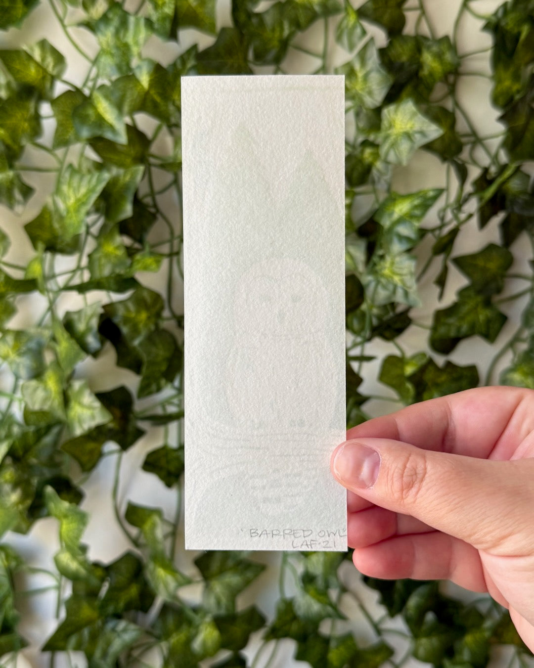 Barred Owl Linocut Bookmark