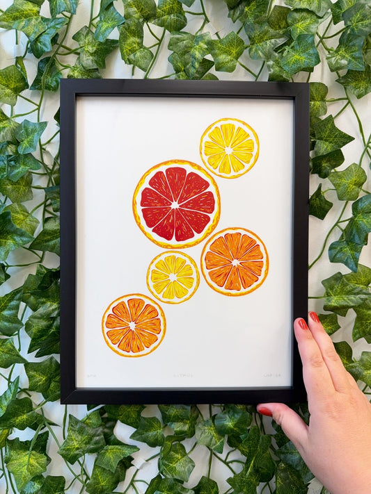 Citrus - Reduction Linocut Print
