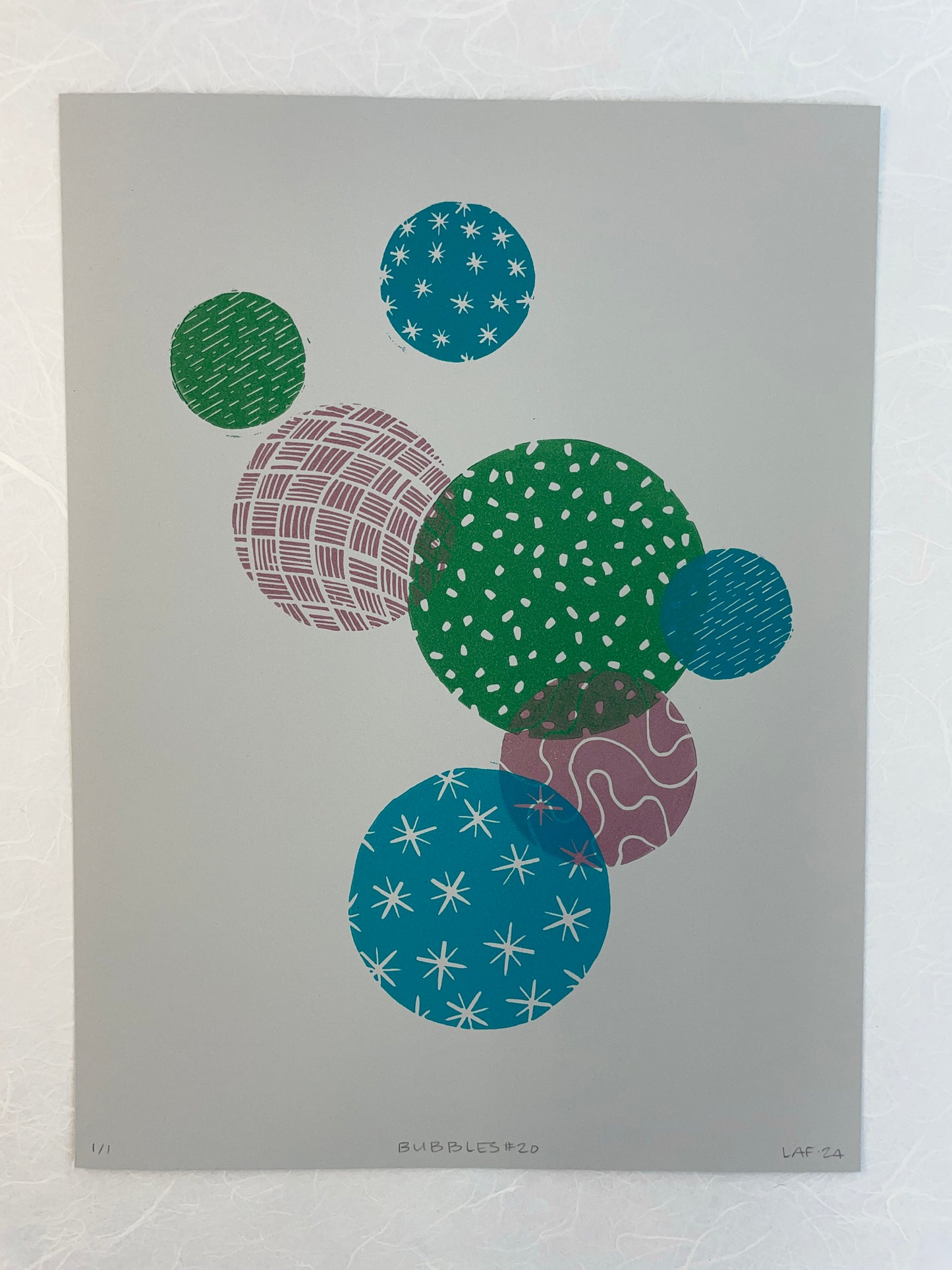 Bubbles #20 - Linocut Print