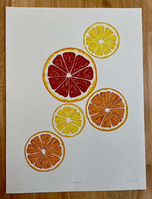 Citrus - Reduction Linocut Print