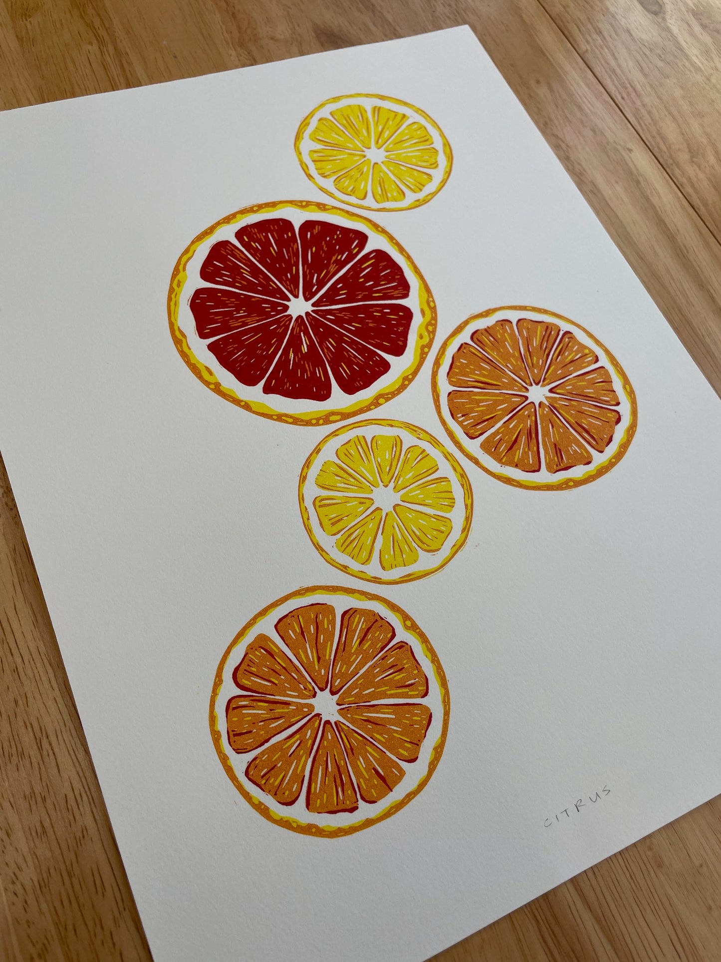 Citrus - Reduction Linocut Print