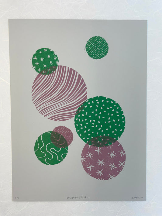 Bubbles #11 - Linocut Print