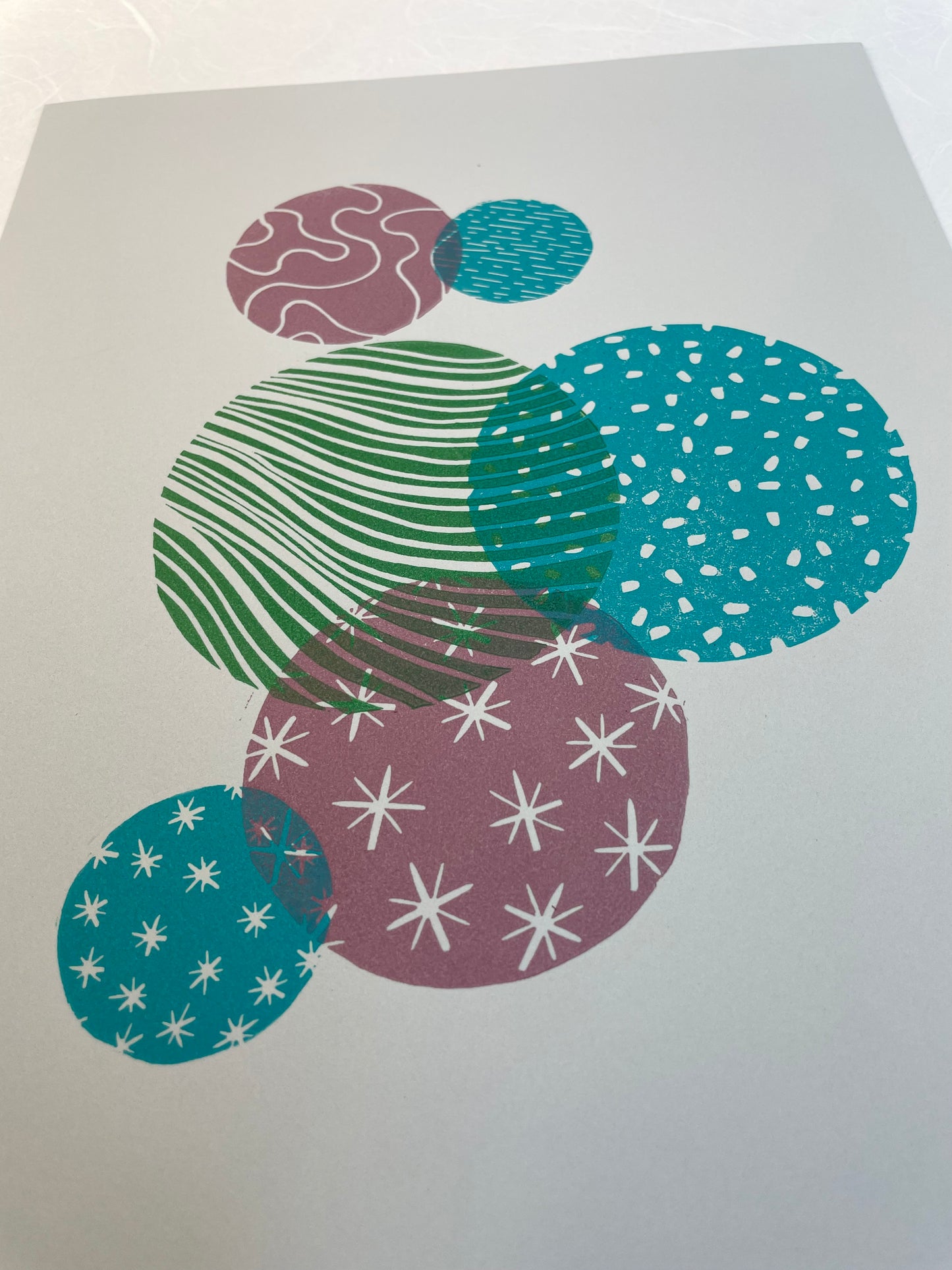 Bubbles #7 - Linocut Print