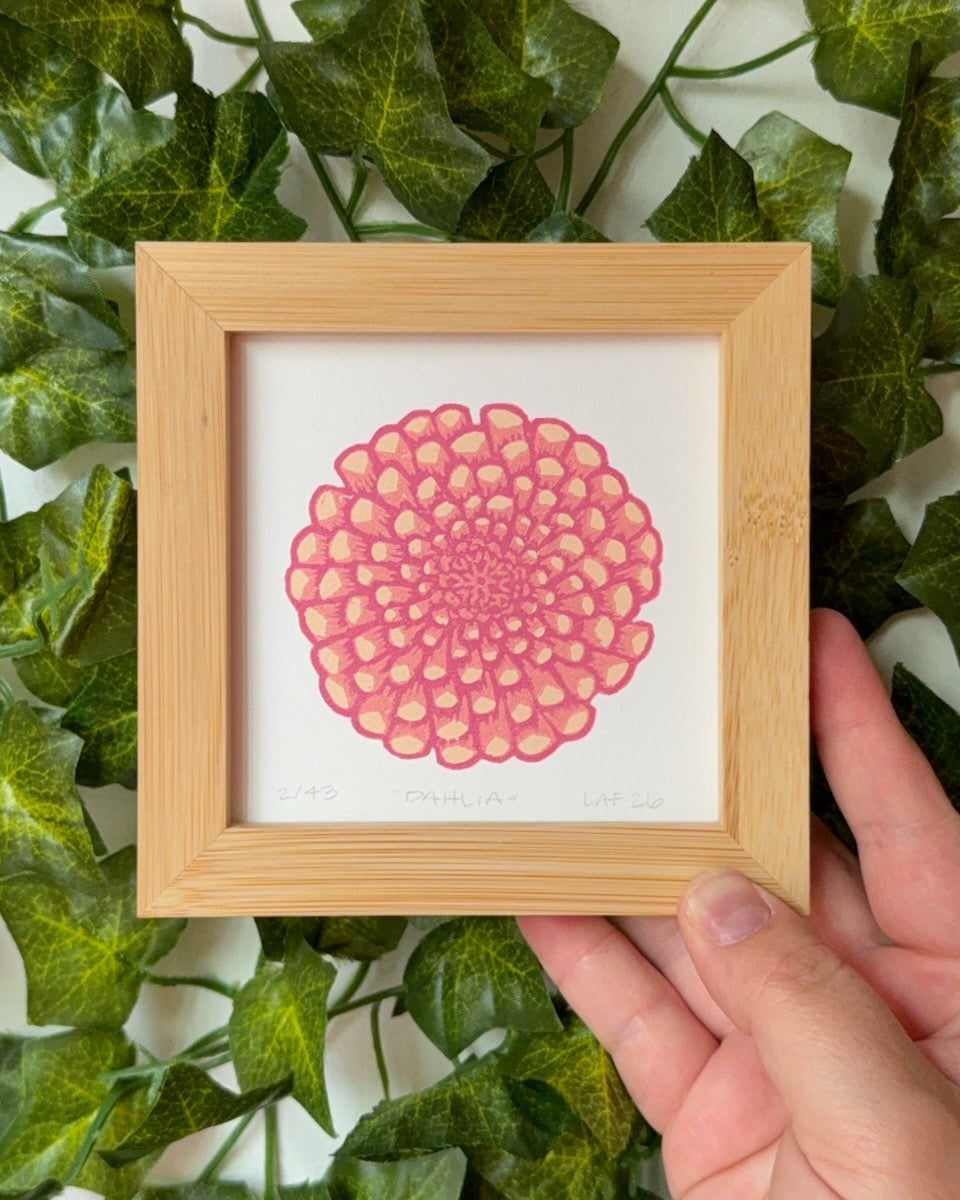 Dahlia Linocut Print