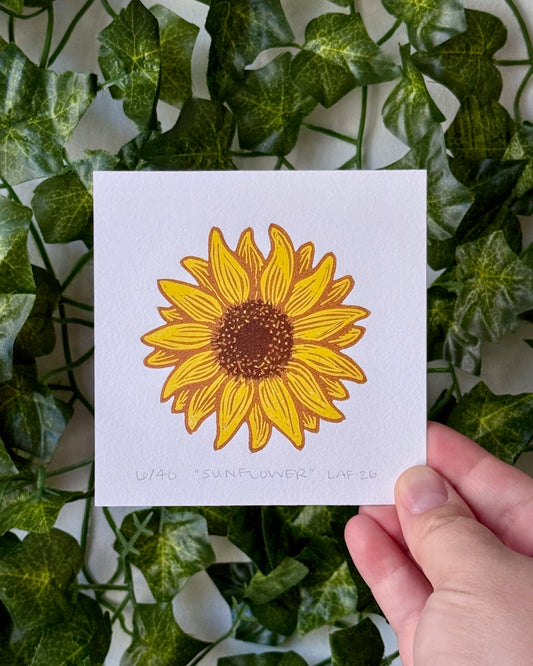 Sunflower Linocut Print