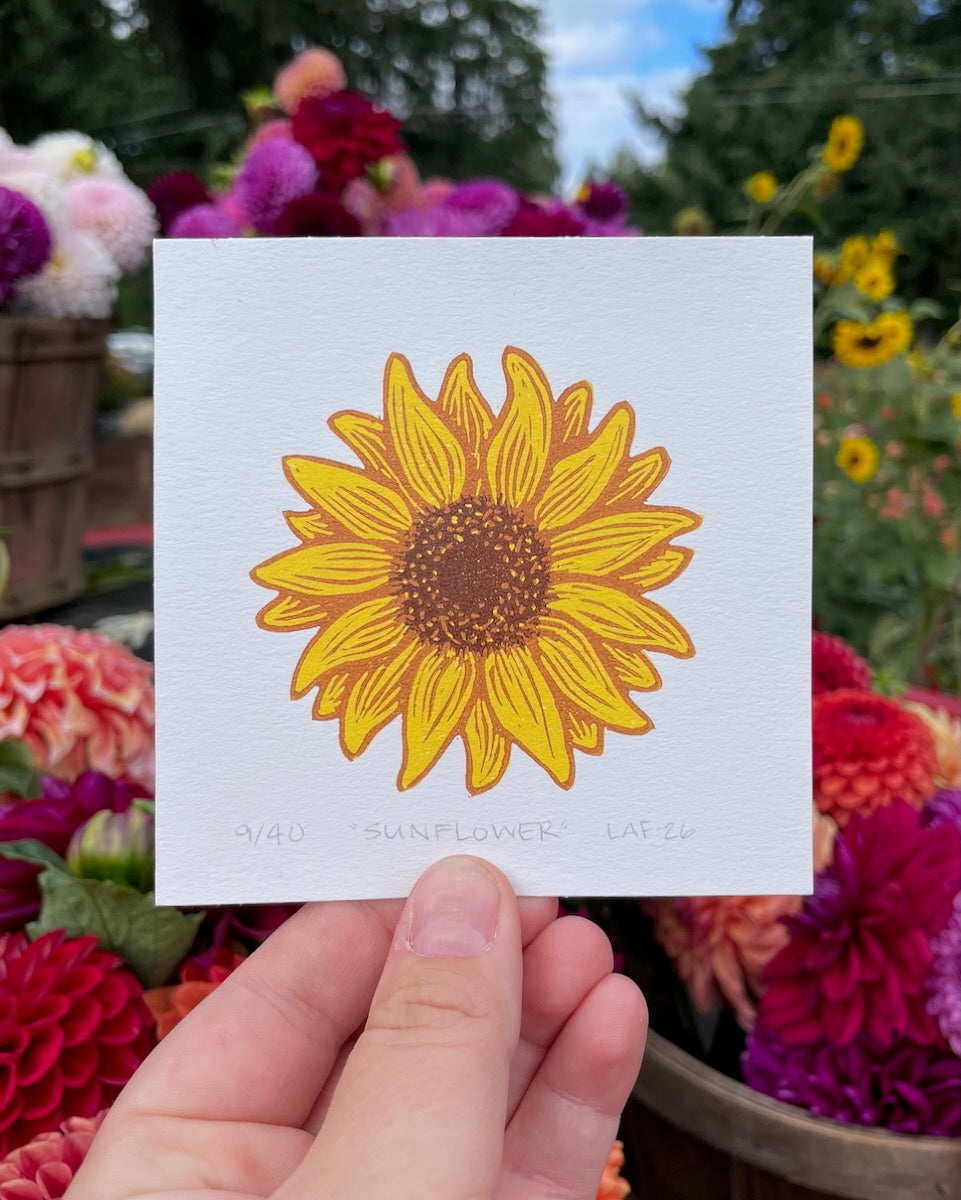 Sunflower Linocut Print