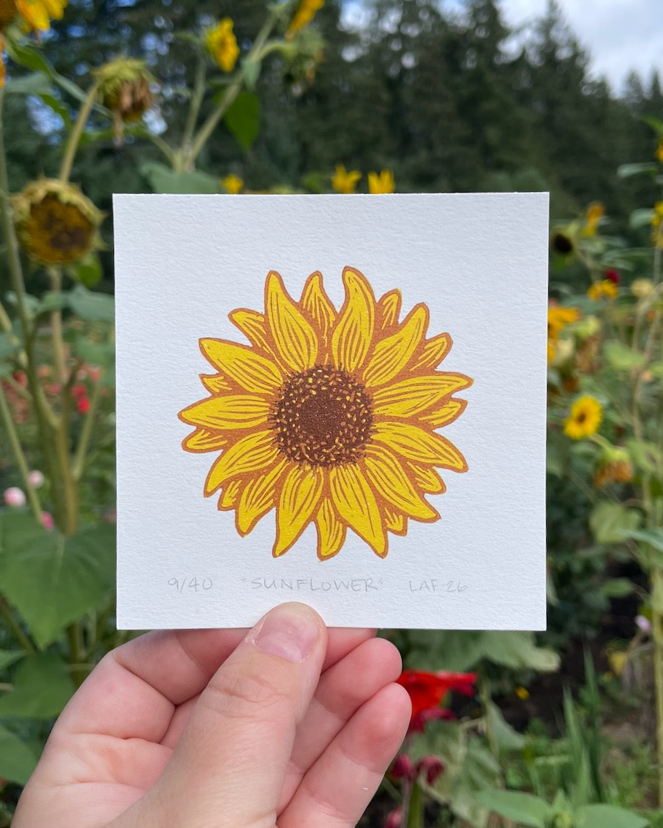 Sunflower Linocut Print