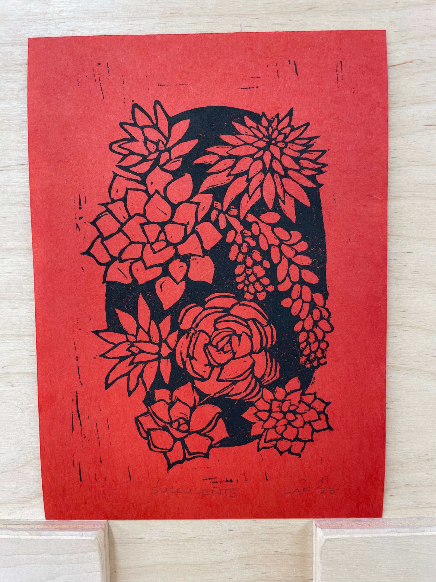 Succulents Linocut Print