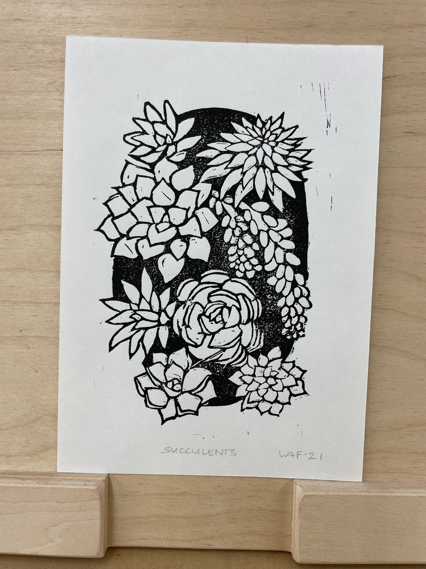 Succulents Linocut Print