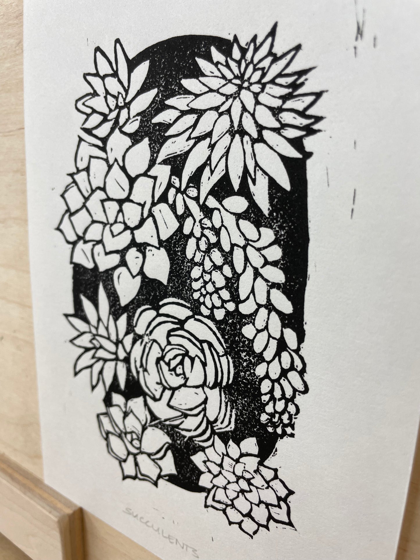 Succulents Linocut Print