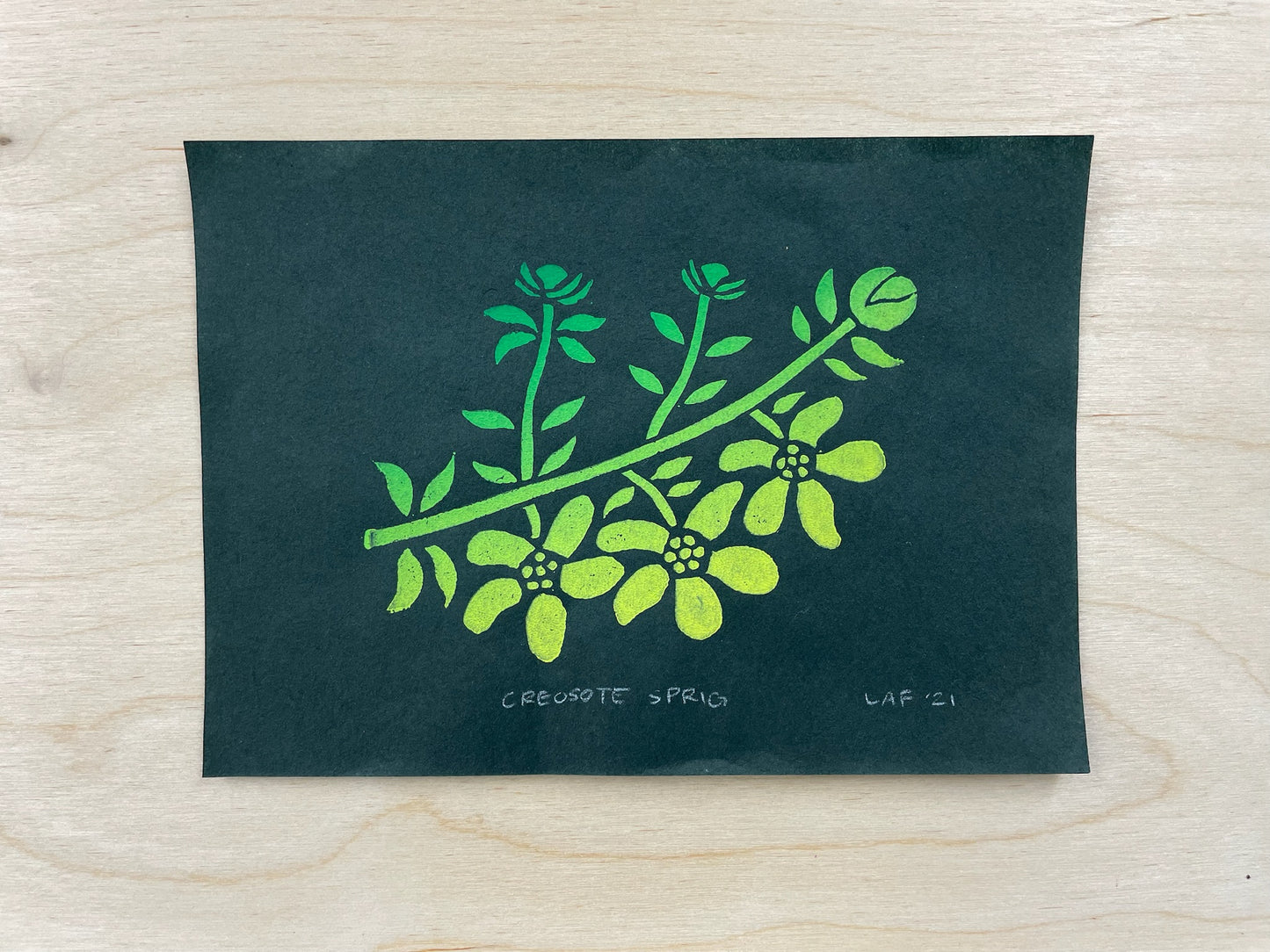 Creosote Sprig Linocut Print