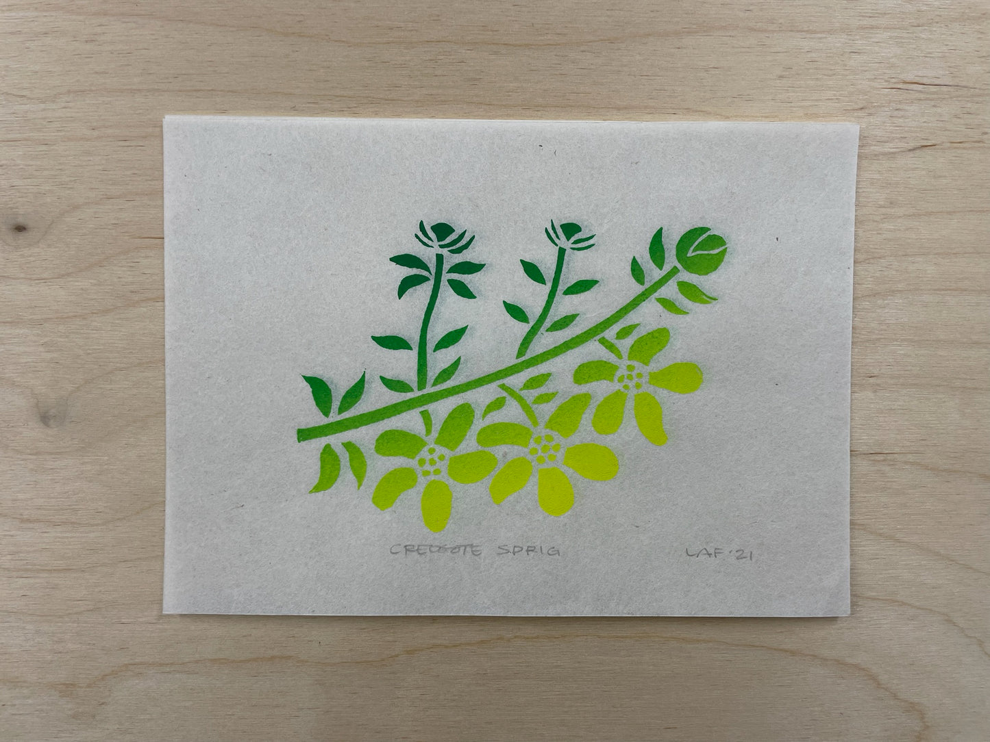 Creosote Sprig Linocut Print