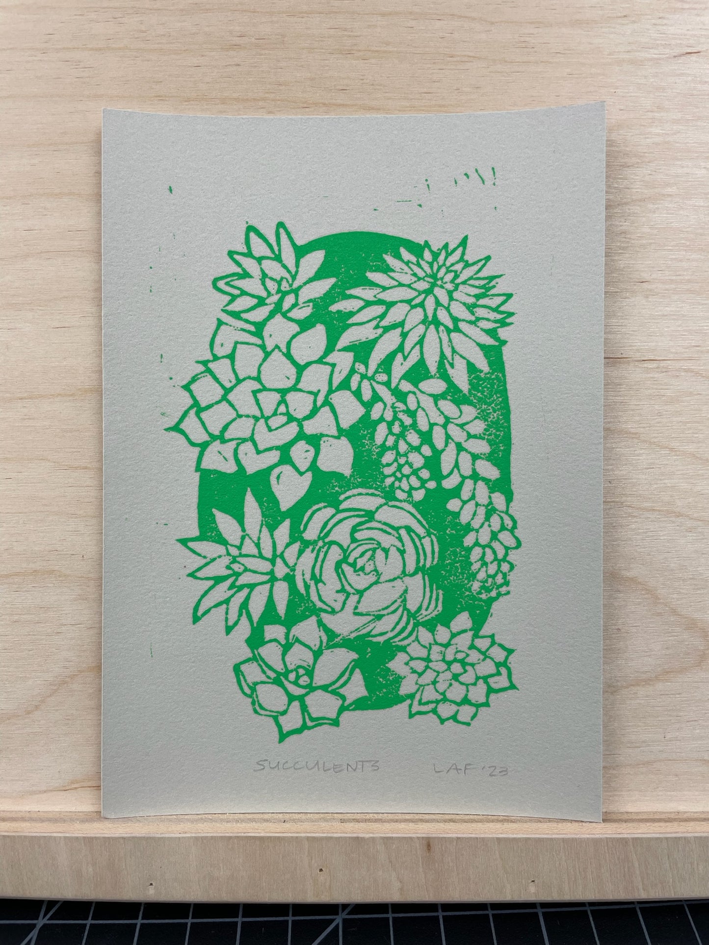 Succulents Linocut Print