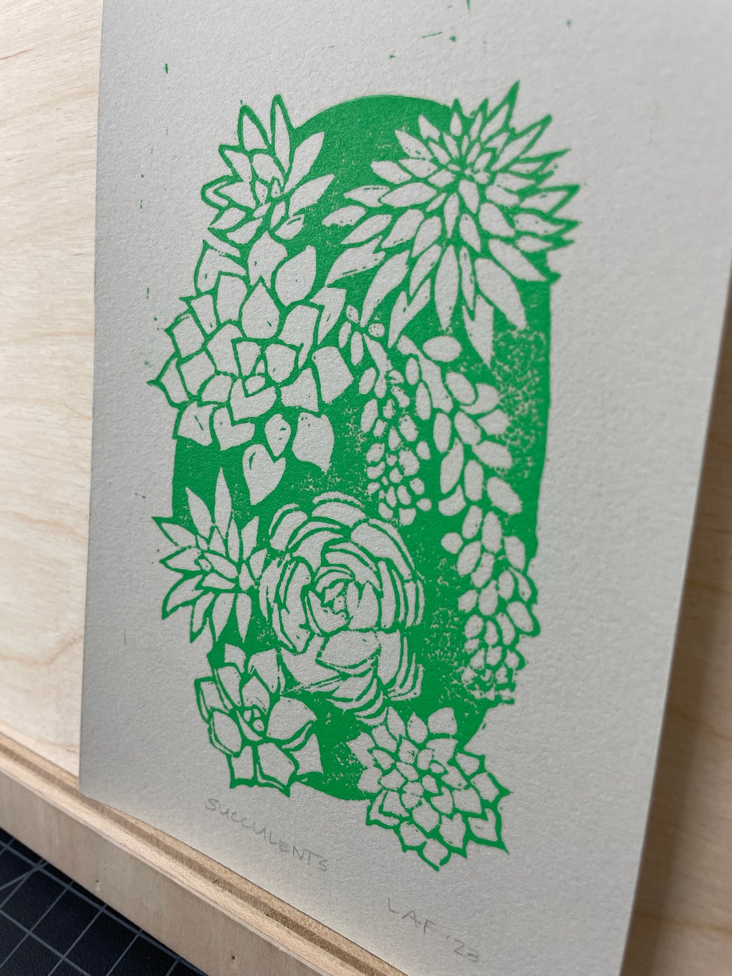 Succulents Linocut Print