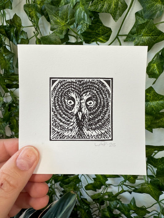 Great Grey Owl Linocut Print