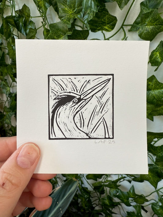 Grey Heron Linocut Print