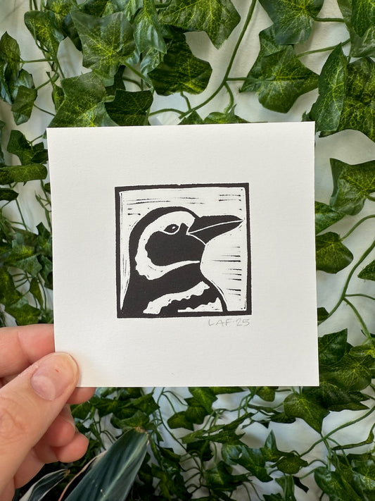 Humboldt Penguin Linocut Print