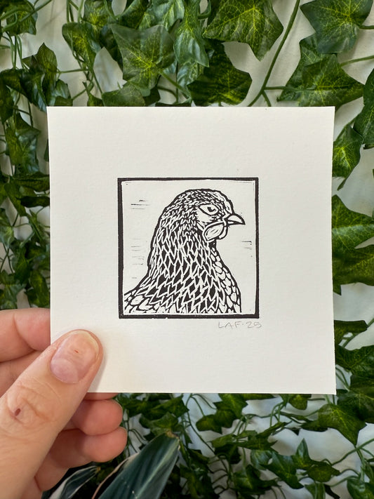 Wyandotte Chicken Linocut Print