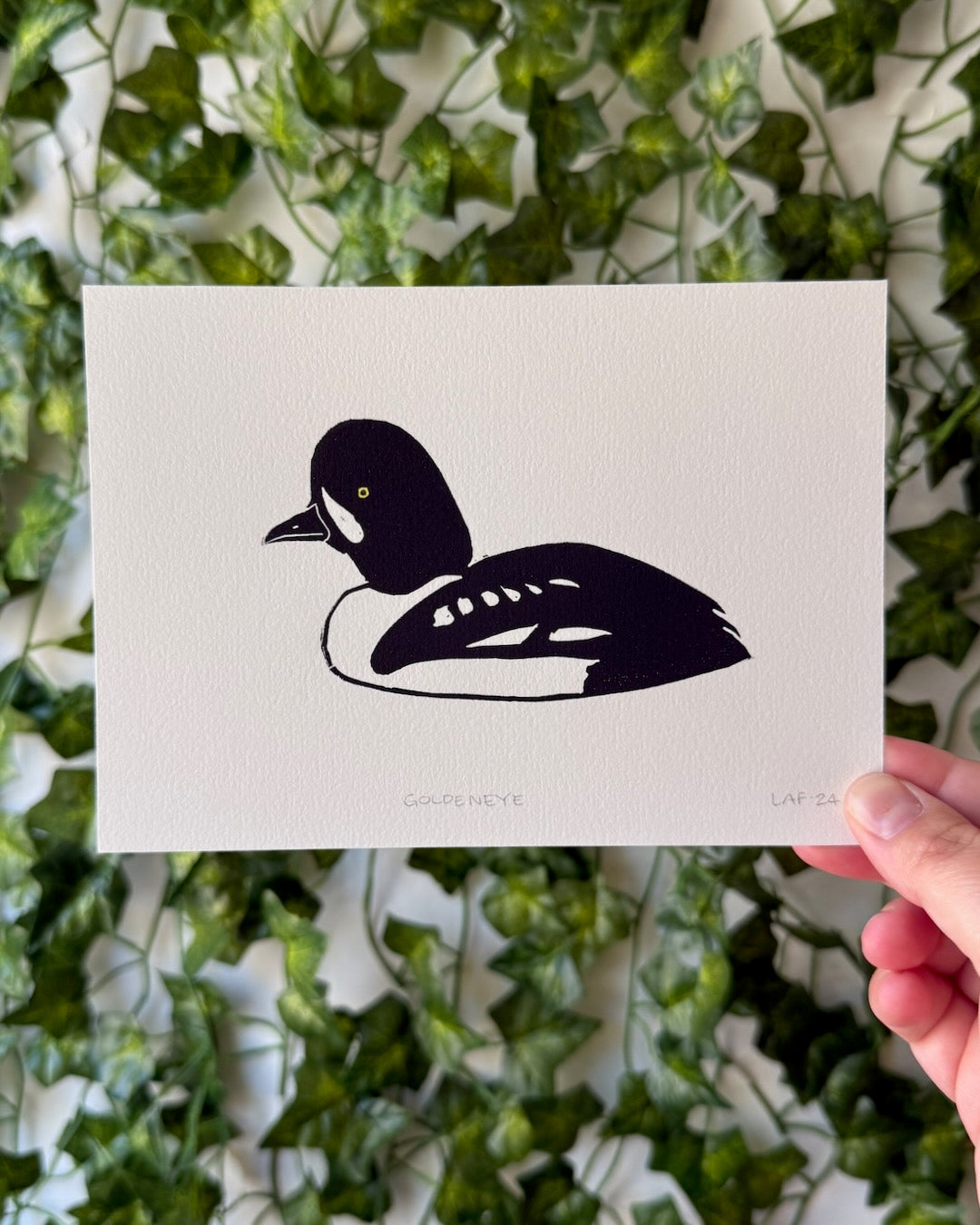 Goldeneye Linocut Print