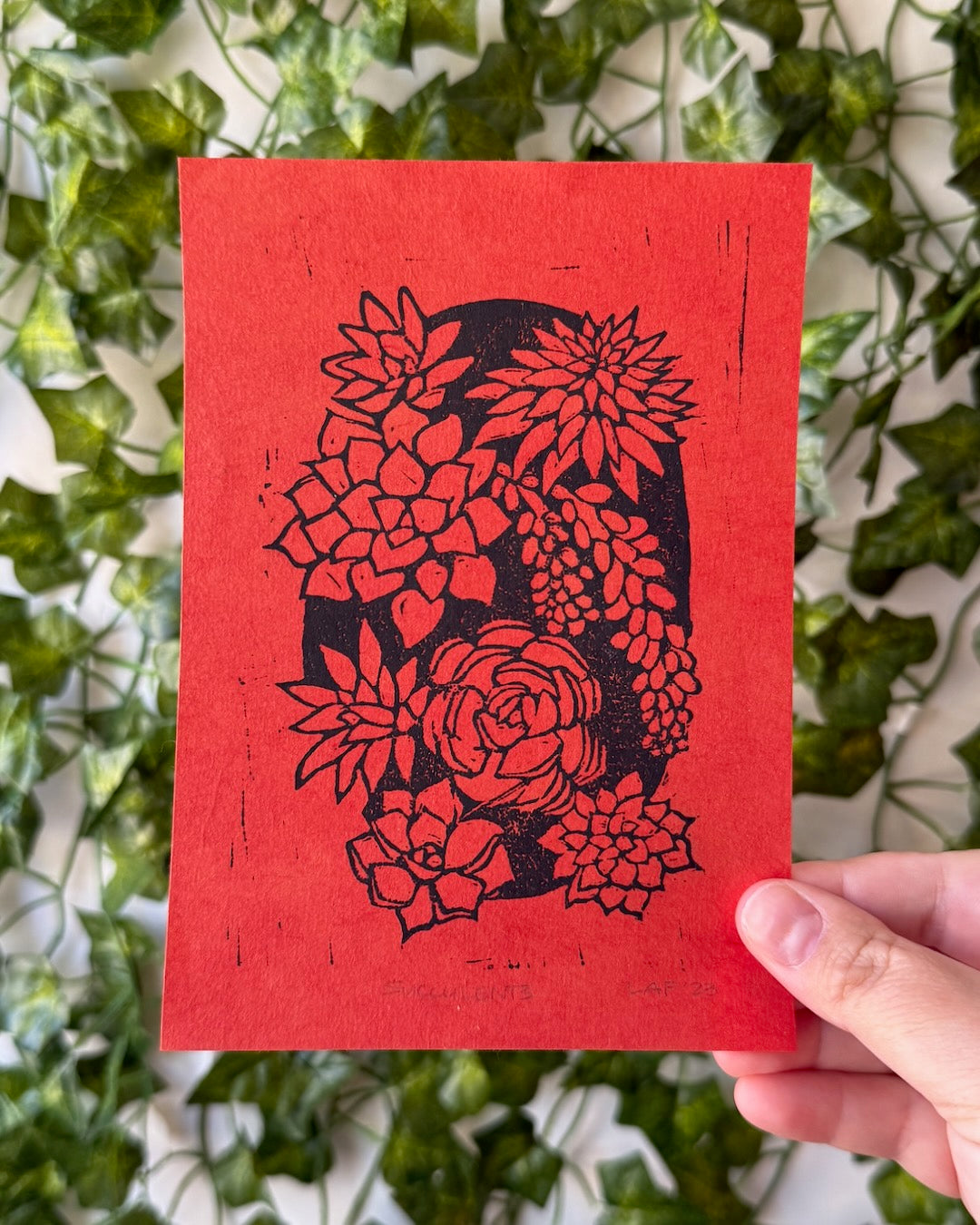 Succulents Linocut Print