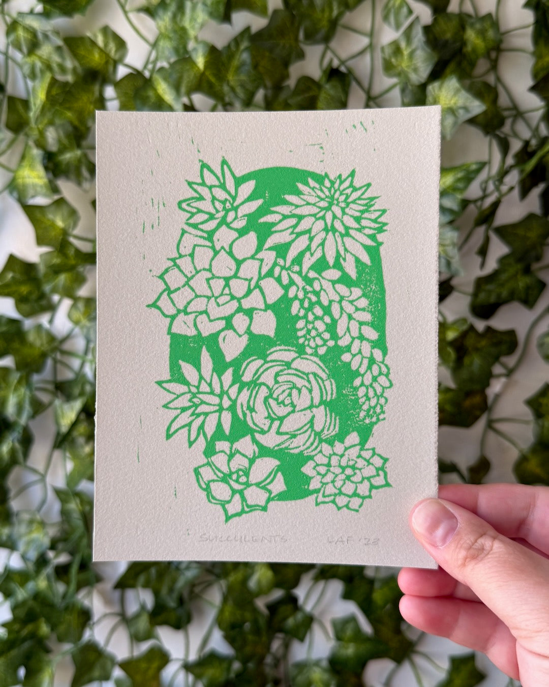 Succulents Linocut Print